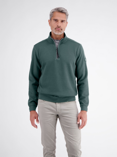 Lerros Mens 1/4 Zip Troyer Sweatshirt 2004402 664 - Cedar Green