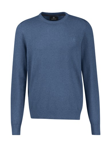 Lerros Mens Cotton Crew Neck Fine Knit Jumper 2005007 448 - Storm Blue