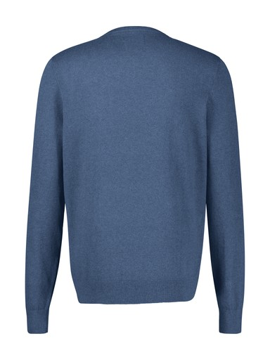 Lerros Mens Cotton Crew Neck Fine Knit Jumper 2005007 448 - Storm Blue