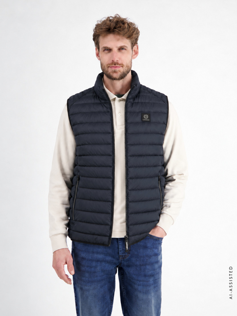 Lerros Lightweight Water-Repellent Puffa Gilet 2007330 491 - Blue Night