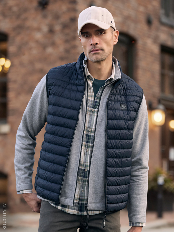 Lerros Lightweight Water-Repellent Puffa Gilet 2007330 491 - Blue Night