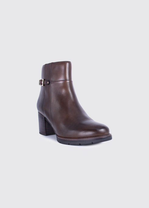 Dubarry Claire Leather Heeled Ankle Boot 2009-07 - Tan Brown