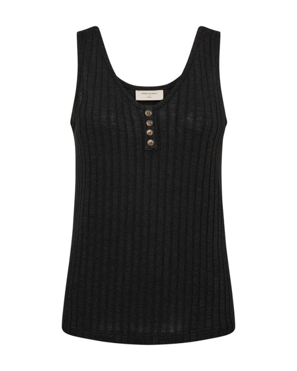 Free/Quent Solid rib vest top with buttons FQBASAC-TOP 201860