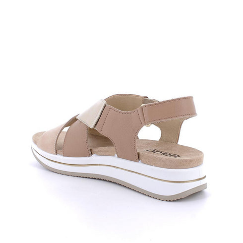 Igi and Co. Sandal with wedge in leather for ladies beige-platinum 7675511