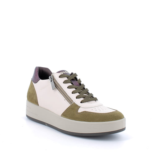 Igi & Co Women's Beige & Green Leather Sneakers - 8668411001