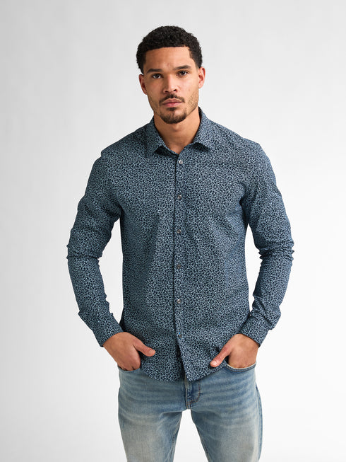 Petrol Longsleeve All-Over-Print Shirt M1050-SIL405