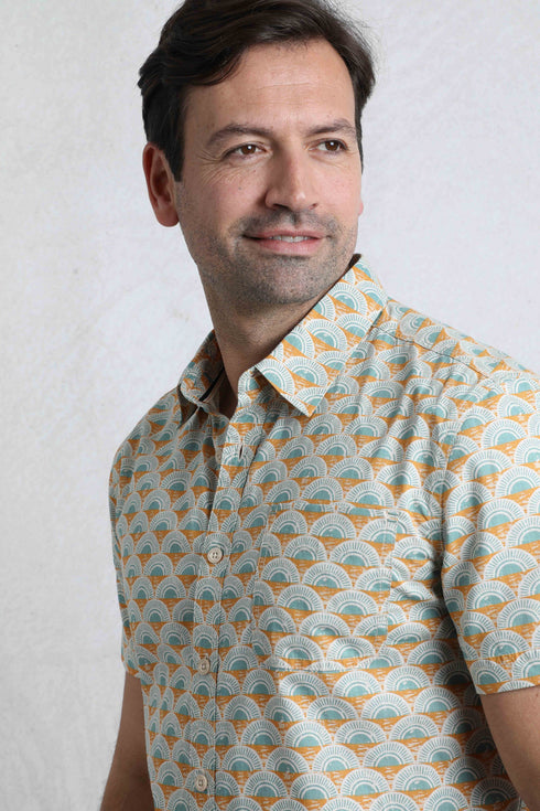 WeirdFish 202712 Faraway Organic Cotton Printed Short Sleeve Shirt