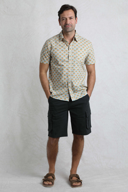 WeirdFish 202712 Faraway Organic Cotton Printed Short Sleeve Shirt