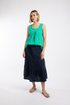 Weird Fish Lathika Organic Cotton Tiered Midi Skirt Navy 202758