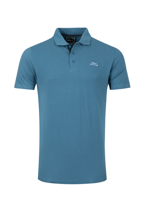 Weird Fish Miles Pique Polo Shirt Faded Blue Organic Cotton 202773