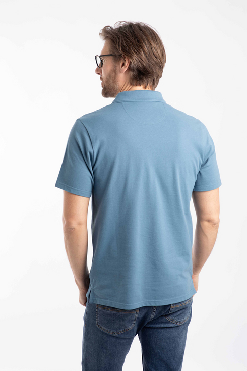Weird Fish Miles Pique Polo Shirt Faded Blue Organic Cotton 202773
