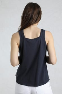 Weird Fish Chelle Organic Cotton Jersey Square Neck Vest Aqua Marine 202881