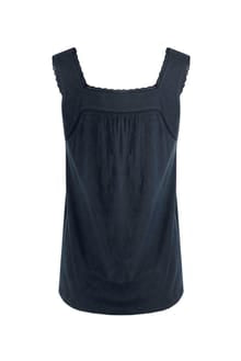 Weird Fish Chelle Organic Cotton Jersey Square Neck Vest Aqua Marine 202881