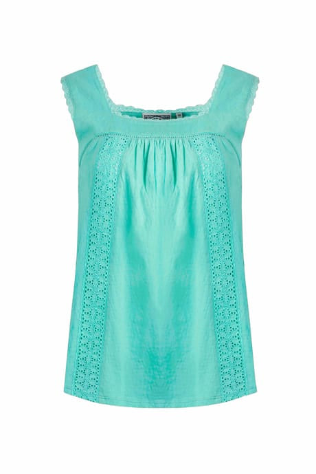 Weird Fish Chelle Organic Cotton Jersey Square Neck Vest Aqua Marine 202881