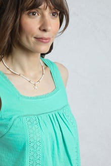 Weird Fish Chelle Organic Cotton Jersey Square Neck Vest Aqua Marine 202881