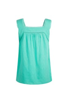 Weird Fish Chelle Organic Cotton Jersey Square Neck Vest Aqua Marine 202881