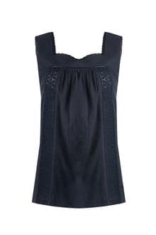 Weird Fish Chelle Organic Cotton Jersey Square Neck Vest Aqua Marine 202881