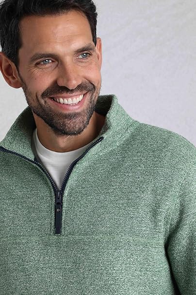 Weird Fish Laramie Eco 1/4 Zip Snow Marl Fleece Olive 203046