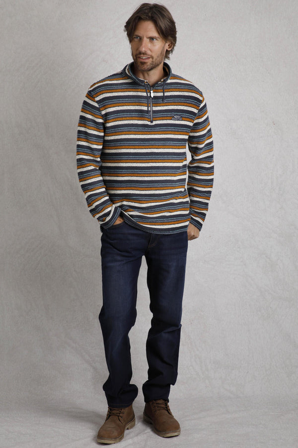 WeirdFish Oscar 1/4 Zip Stripe Kierra Knit
