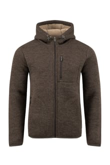 Weird Fish Torpoint Faux Shearling Bonded Full Zip Thermal Fleece Hoodie 203184 ESP - Espresso