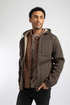 Weird Fish Torpoint Faux Shearling Bonded Full Zip Thermal Fleece Hoodie 203184 ESP - Espresso
