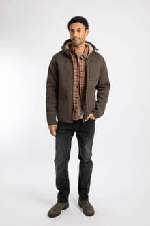 Weird Fish Torpoint Faux Shearling Bonded Full Zip Thermal Fleece Hoodie 203184 ESP - Espresso