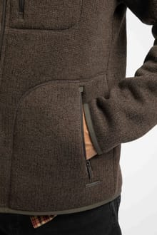 Weird Fish Torpoint Faux Shearling Bonded Full Zip Thermal Fleece Hoodie 203184 ESP - Espresso