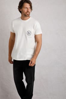 Weird Fish Tidal Organic Cotton Branded Pocket T-Shirt Dusty White 203289