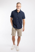 Weird Fish Hinton Short Sleeve Navy Textured Crepe Shirt 203370