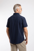 Weird Fish Hinton Short Sleeve Navy Textured Crepe Shirt 203370