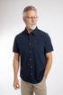 Weird Fish Hinton Short Sleeve Navy Textured Crepe Shirt 203370