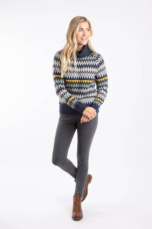 Weird Fish Annecy Fair Isle Roll Neck Jumper 203599 - Women's Cosy Knit