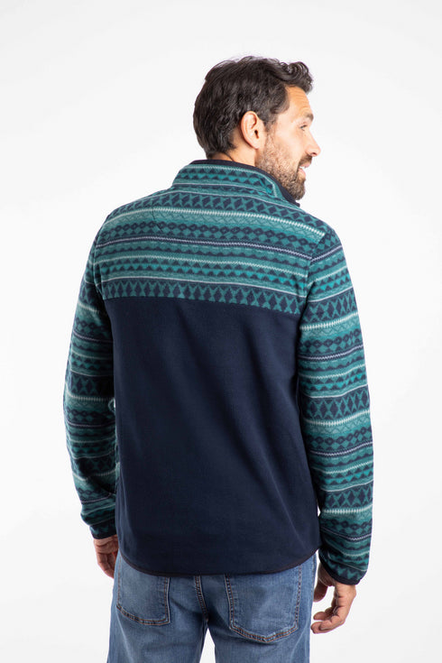 Weird Fish Gilbert 1/4 Zip Printed Microfleece for Men - Cedar Green 203611