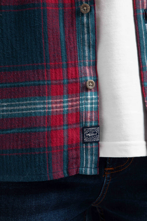 Weird Fish Broxton Organic Cotton Herringbone Check Shirt 203634