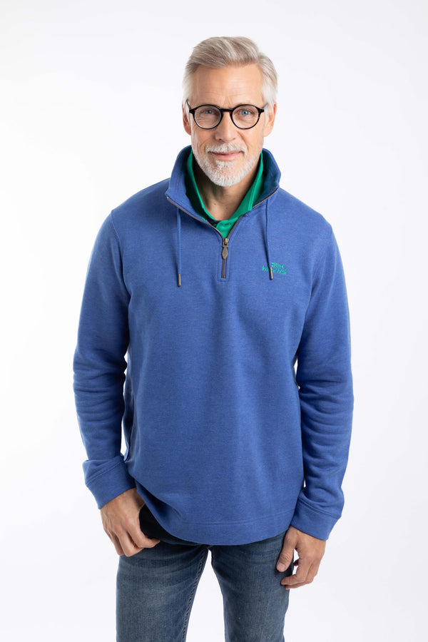 Weird Fish Mazarine Blue Brampton 1/4 Zip Branded Sweatshirt 203659