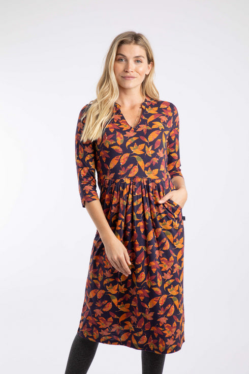 Weird Fish Isolde Printed Jersey Midi Dress Night Blue 203694