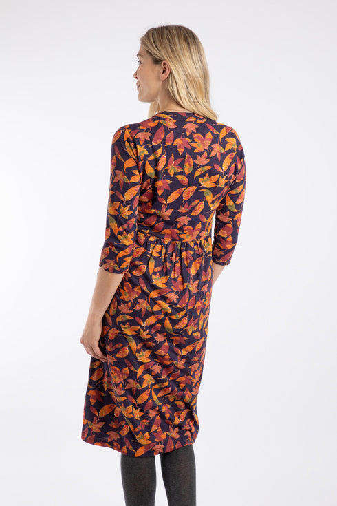 Weird Fish Isolde Printed Jersey Midi Dress Night Blue 203694