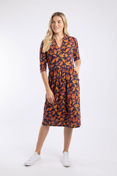 Weird Fish Isolde Printed Jersey Midi Dress Night Blue 203694