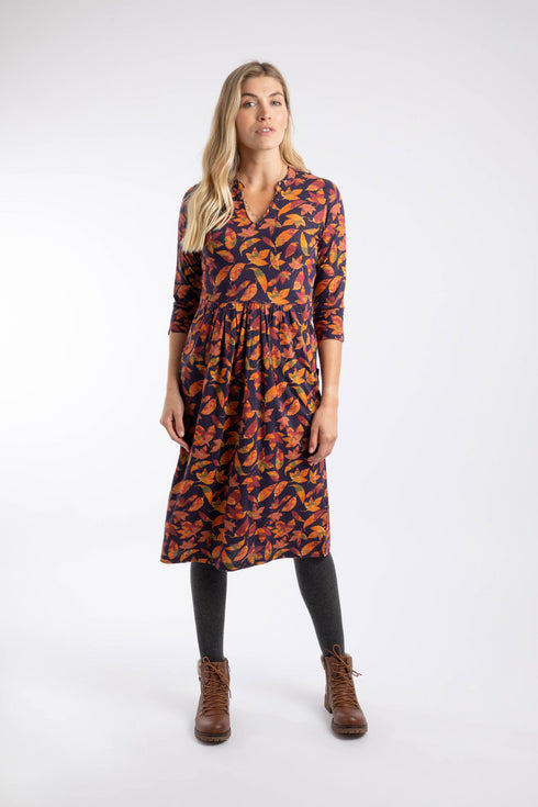 Weird Fish Isolde Printed Jersey Midi Dress Night Blue 203694