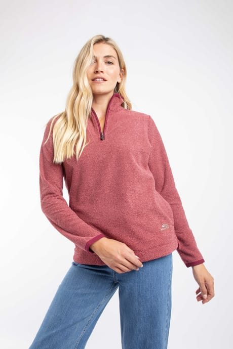 Weird Fish Sarah 1/4 Zip Two-Tone Textured Thermal Fleece 203756 GARN - Garnet Red