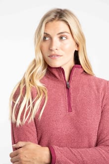 Weird Fish Sarah 1/4 Zip Two-Tone Textured Thermal Fleece 203756 GARN - Garnet Red
