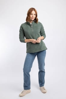 Weird Fish Sarah 1/4 Zip Two-Tone Textured Thermal Fleece 203756 MILGR - Military Green