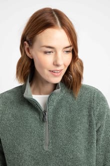 Weird Fish Sarah 1/4 Zip Two-Tone Textured Thermal Fleece 203756 MILGR - Military Green