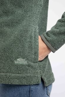 Weird Fish Sarah 1/4 Zip Two-Tone Textured Thermal Fleece 203756 MILGR - Military Green