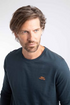 Weird Fish Fins Branded Slub Cotton Long Sleeve T-Shirt 203775 NVY - Navy