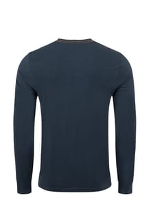 Weird Fish Fins Branded Slub Cotton Long Sleeve T-Shirt 203775 NVY - Navy