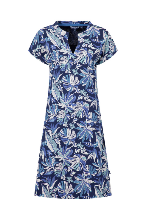Weird Fish Suffolks Blue Indigo Printed Jersey Dress Organic Cotton 203971