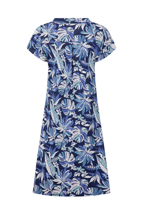Weird Fish Suffolks Blue Indigo Printed Jersey Dress Organic Cotton 203971