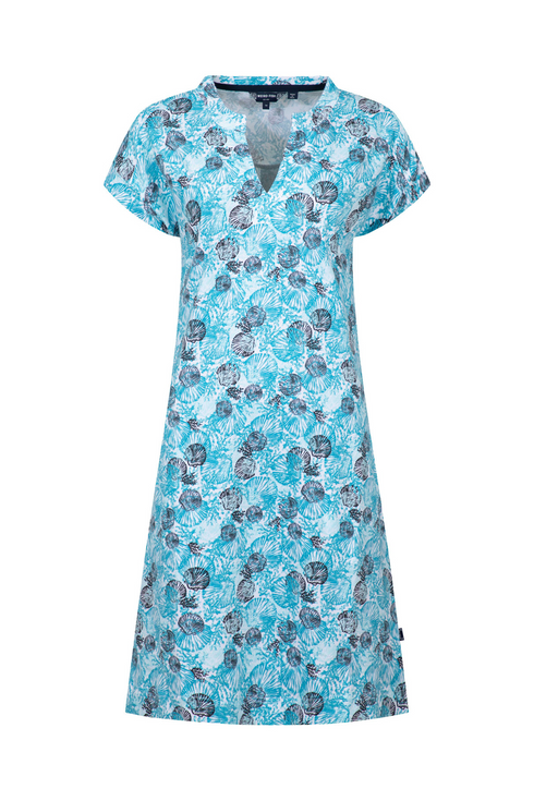 Weird Fish Women's Suffolks Organic Cotton Printed Jersey Dress Ocean Blue 203971