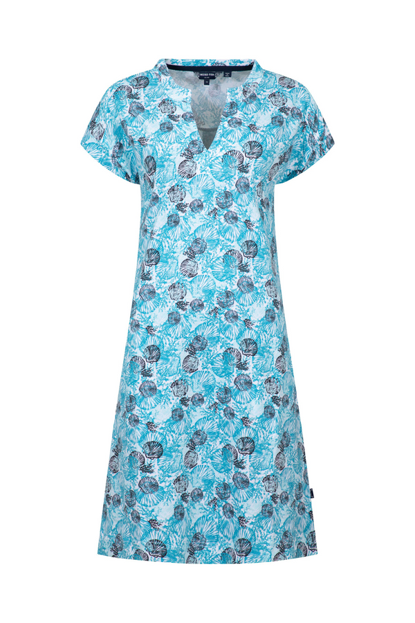 Weird Fish Women's Suffolks Organic Cotton Printed Jersey Dress Ocean Blue 203971